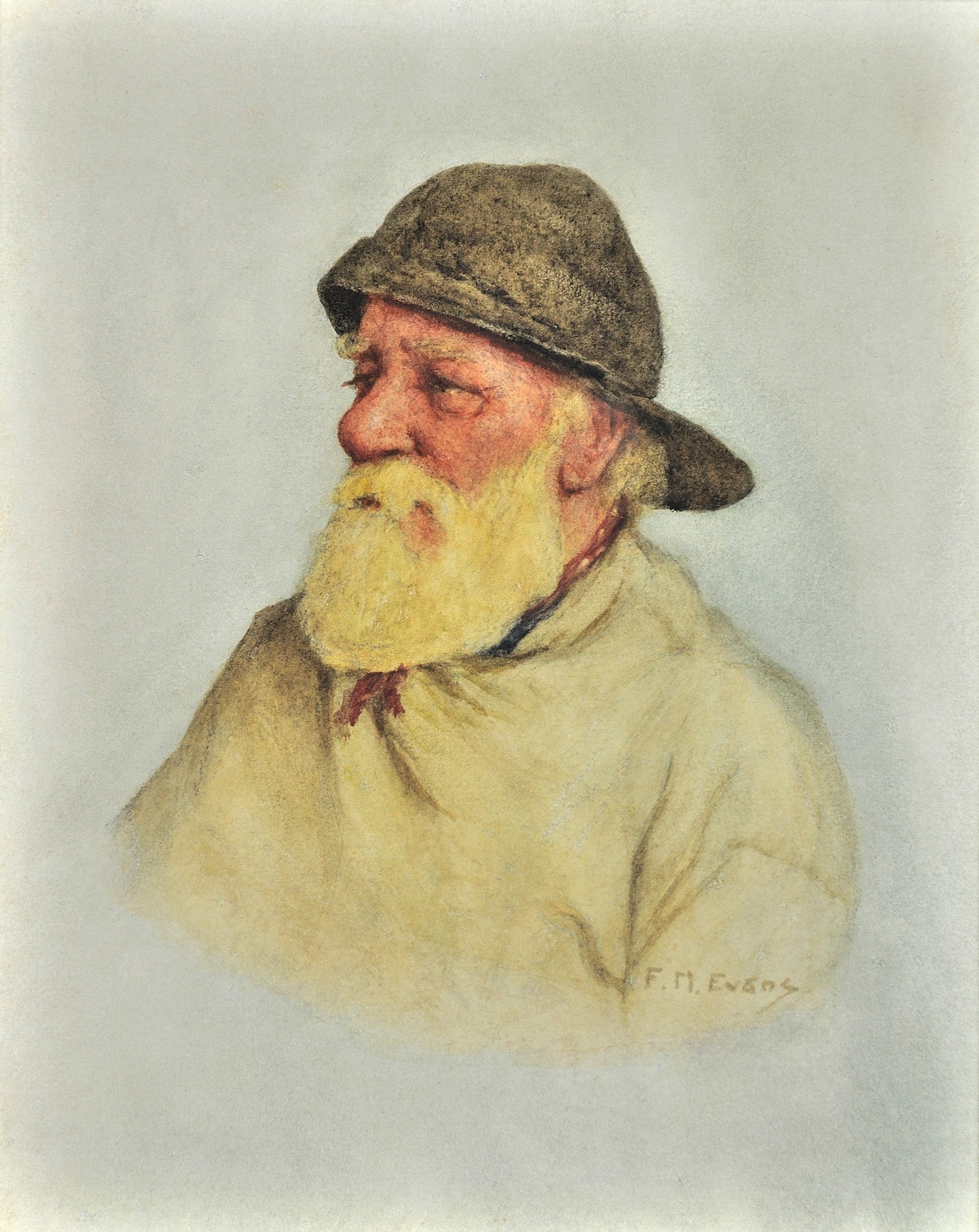 Frederick James McNamara Evans - Portrait of a Newlyn fisherman ...